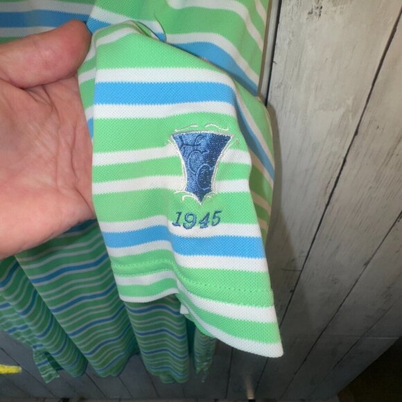 Peter Millar Men Sz XL Summer Comfort Short Sleeve Golf Polo Shirt Blue Striped - Picture 2 of 9